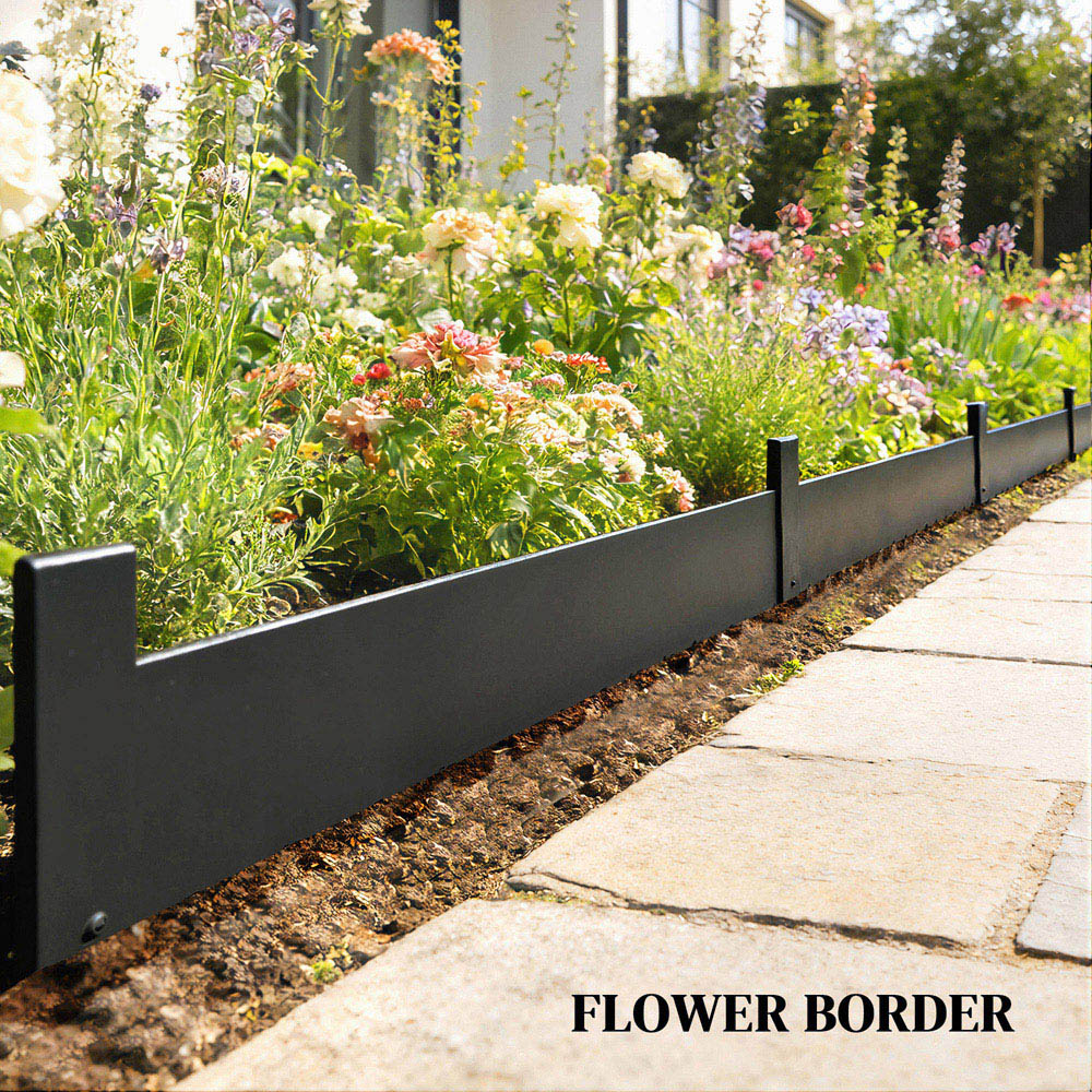 Outsunny 15 x 115cm 5 Pack Black Garden Picket Fence Panel Image 3