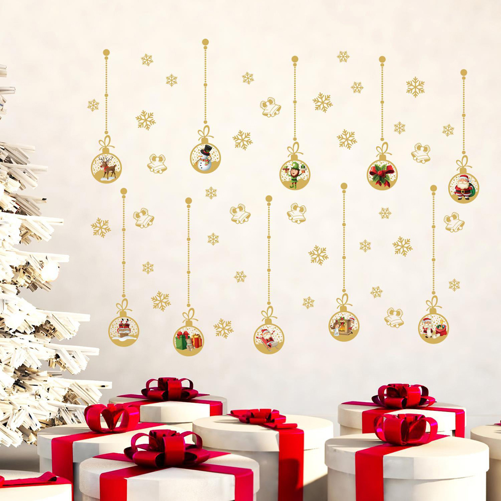 Walplus Matt Gold Christmas Ornaments Self Adhesive Wall Stickers 45 Piece Image 2