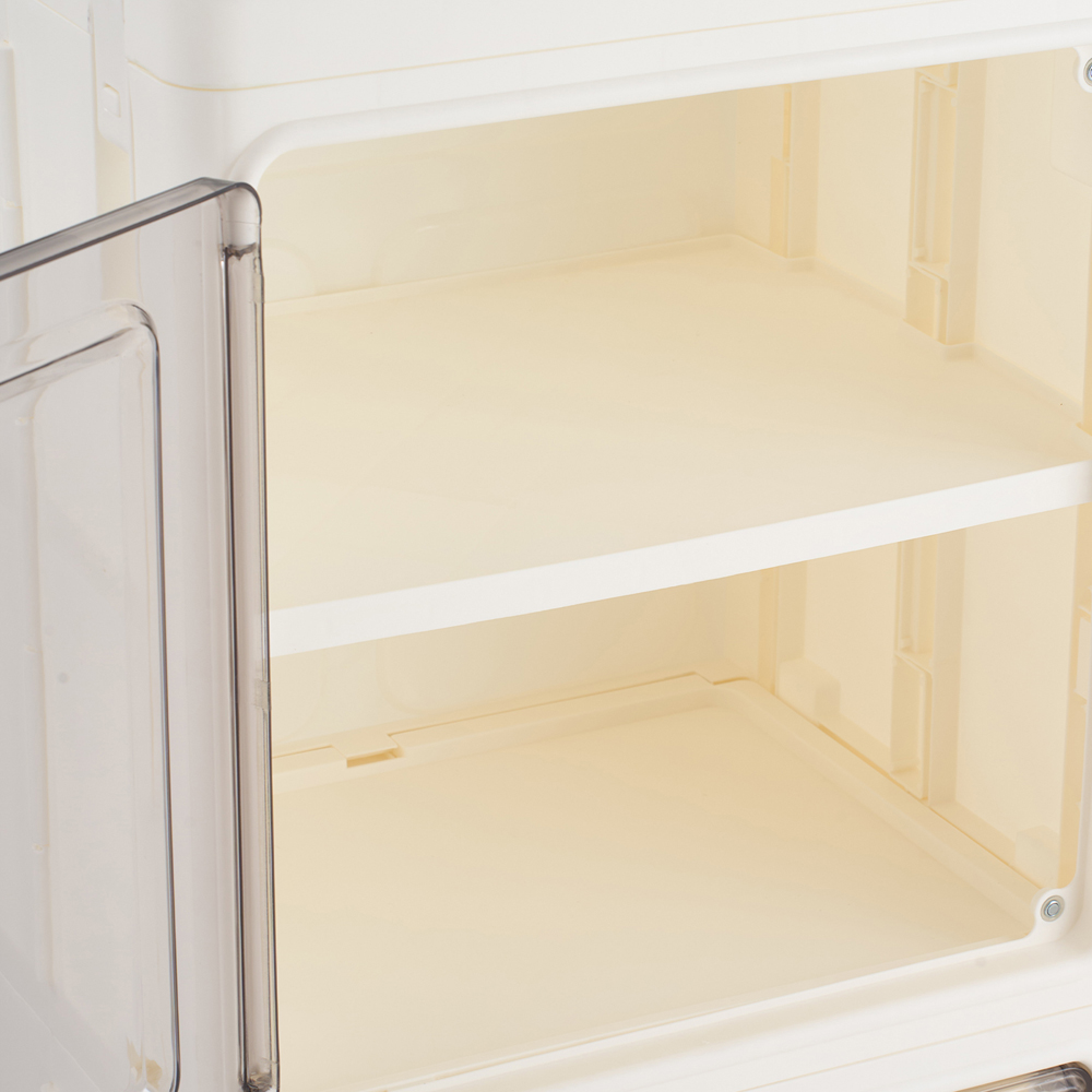 Living and Home 3-Tier White Storage Cabinet with Wheels Image 4