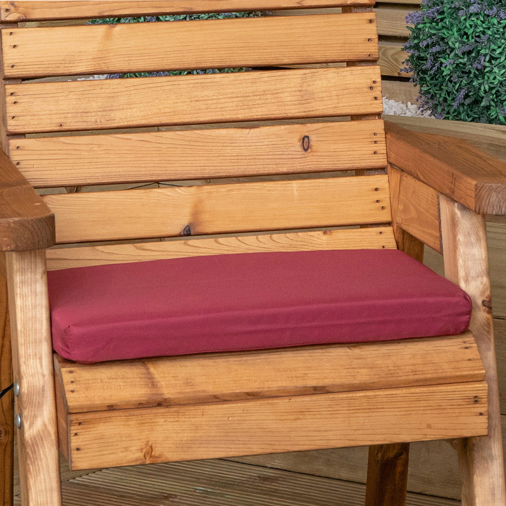 Samuel Alexander Single Seater Burgundy Wooden Garden Chair Cushion Base 52 x 41cm Image 5