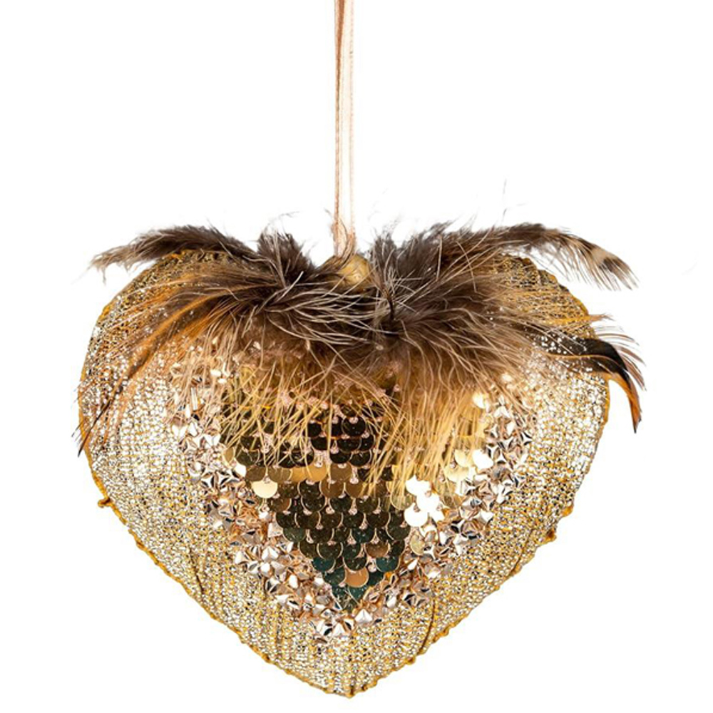 Shatchi Gold Heart Hanging Christmas Decoration Image 1