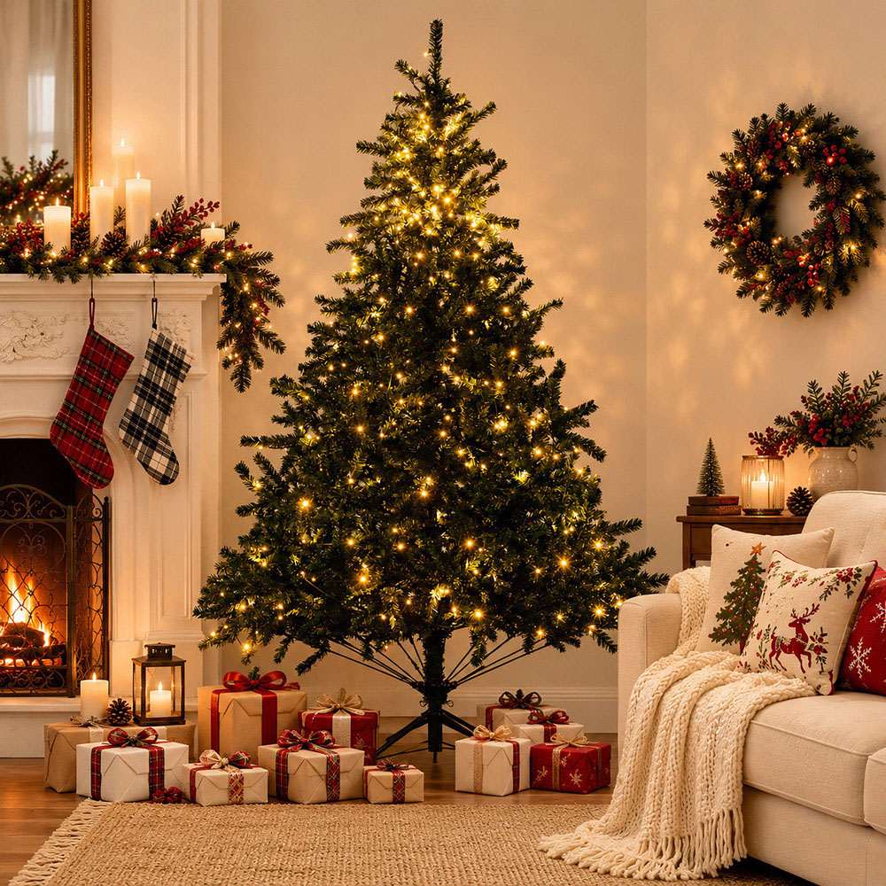 Abrihome 380 Warm White LED Pre-Lit Multi-Function Artificial Christmas Tree with 1132 Tips 7ft Image 2