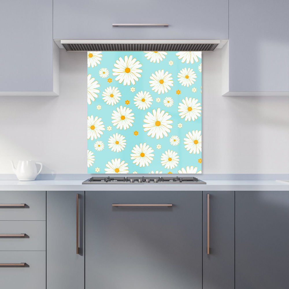 Warren Reed Designer Summer Daisy Pattern Glass Kitchen Splashback 65 x 70cm Image 1