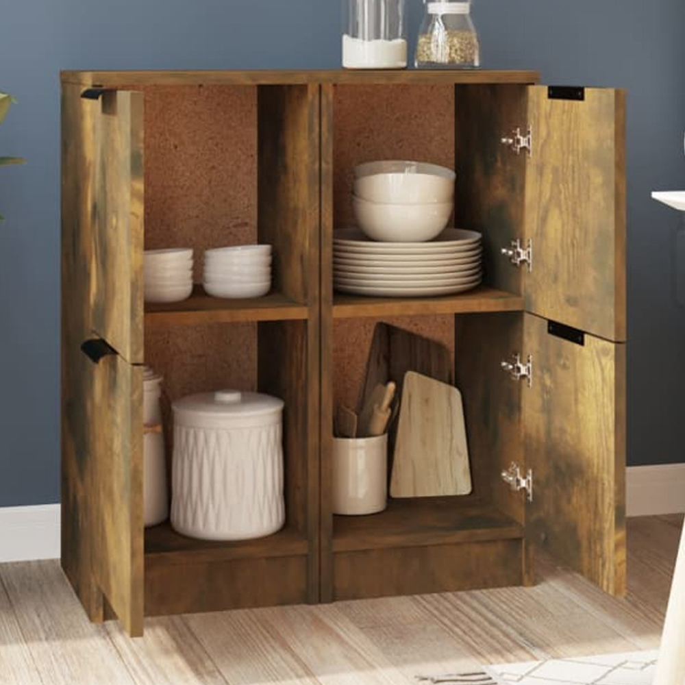 vidaXL 2 Door Smoked Oak Sideboard Set of 2 Image 1