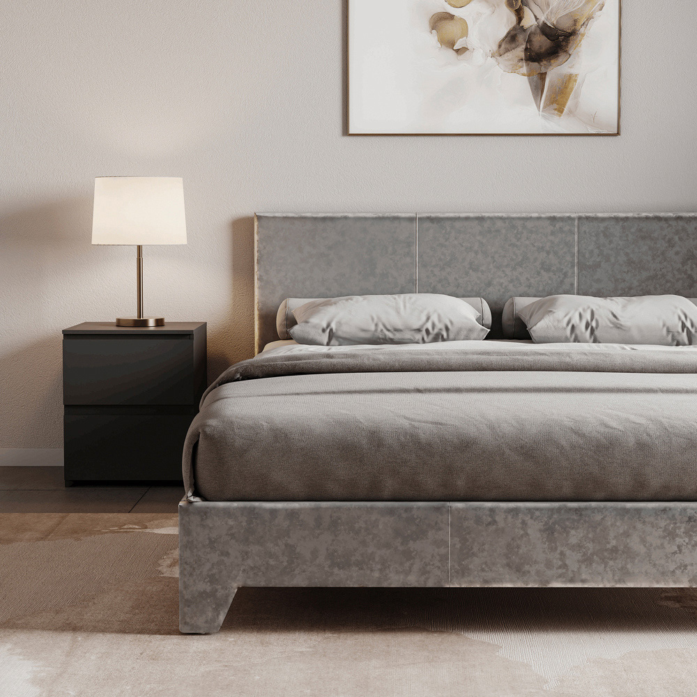 Vida Designs Victoria King Size Silver Velvet Bed Frame Image 3