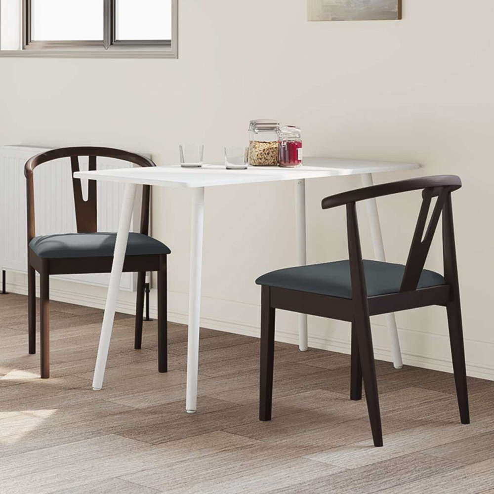 vidaXL Set of 2 Light Brown and Black Rubberwood Dining Chairs Image 1
