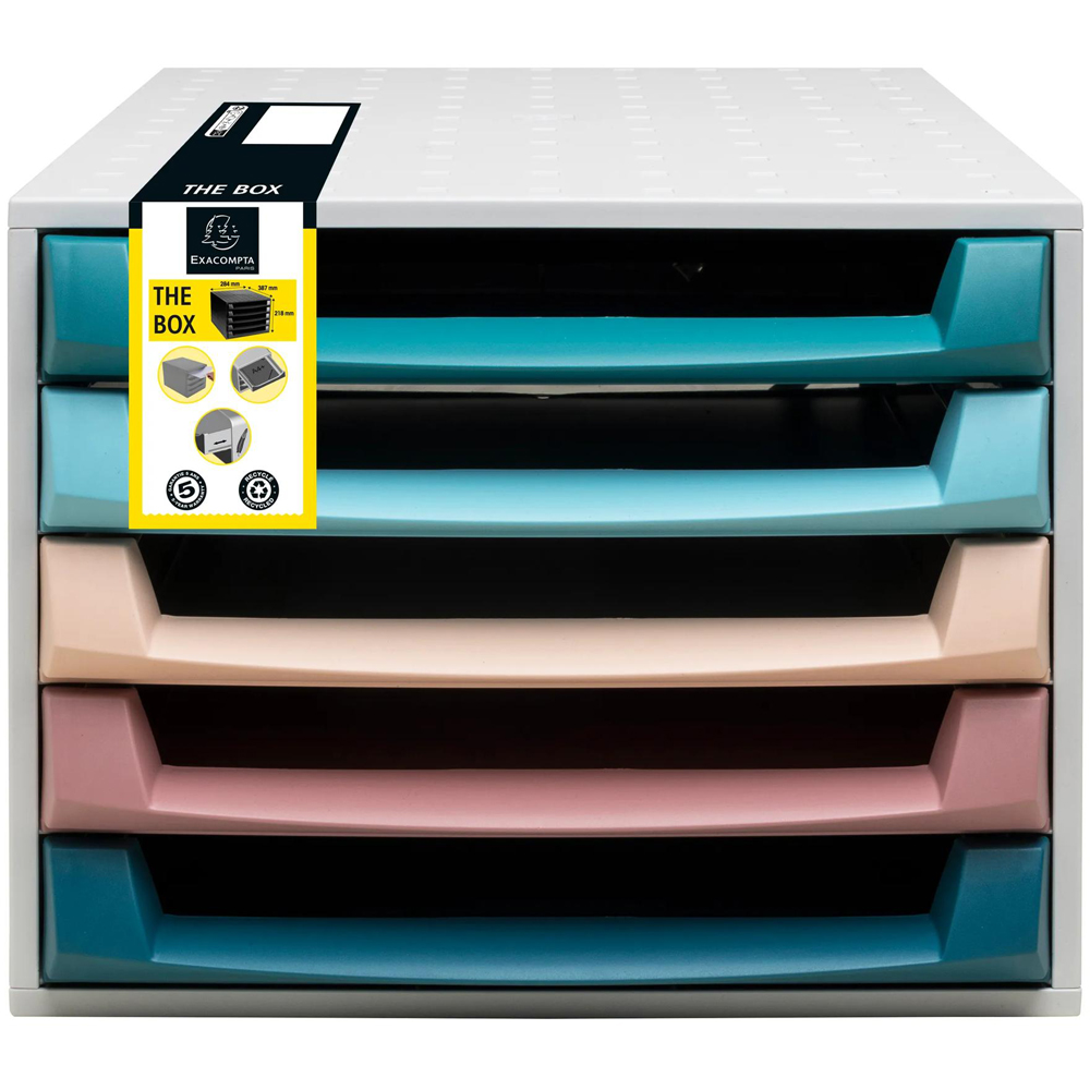 Exacompta Skandi 5 Drawer Multicolour Open Box Filing Unit Image 2