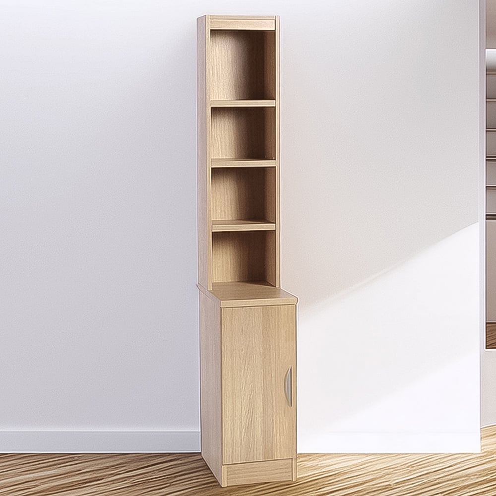 R White Cabinets Single Door 4 Shelf Brown Desk Height Cupboard with Hutch Image 1