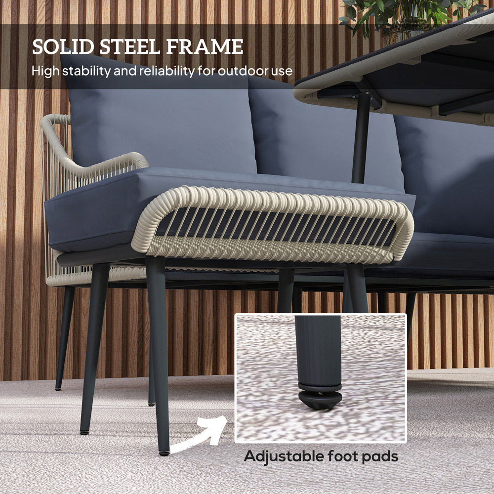 Outsunny 6 Seater Light Grey Garden Lounge Set Image 5
