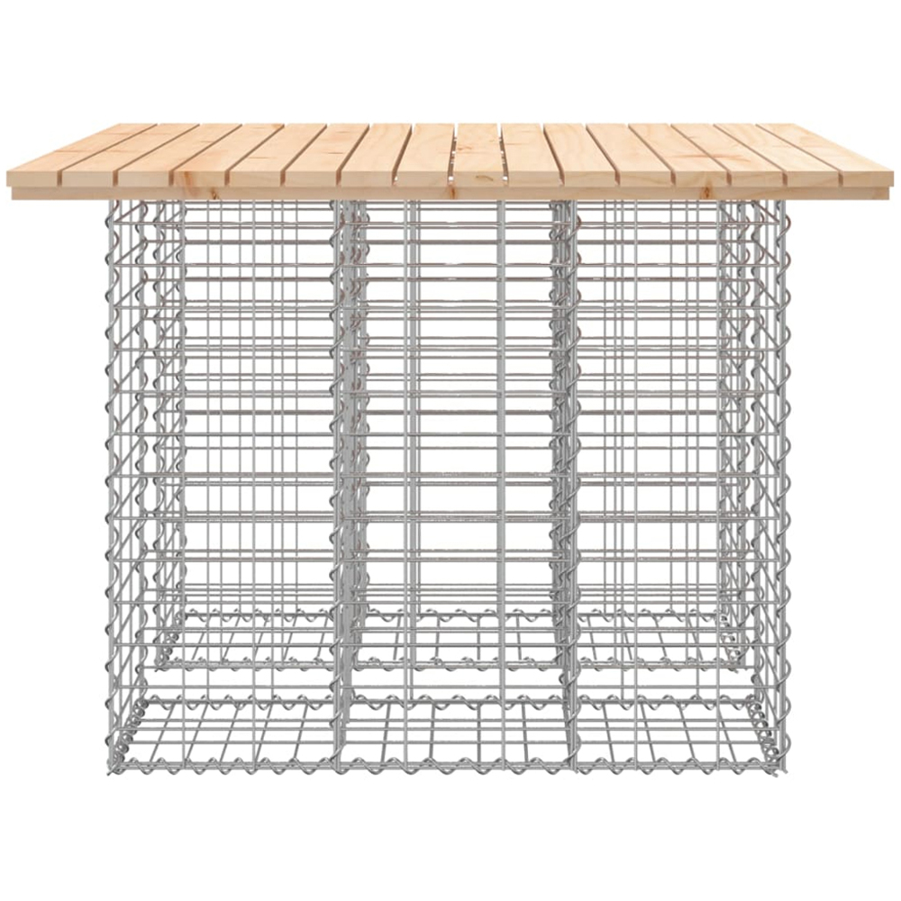 vidaXL Natural Solid Pine Wood Gabion Design Garden Table 100 x 102 x 72cm Image 3