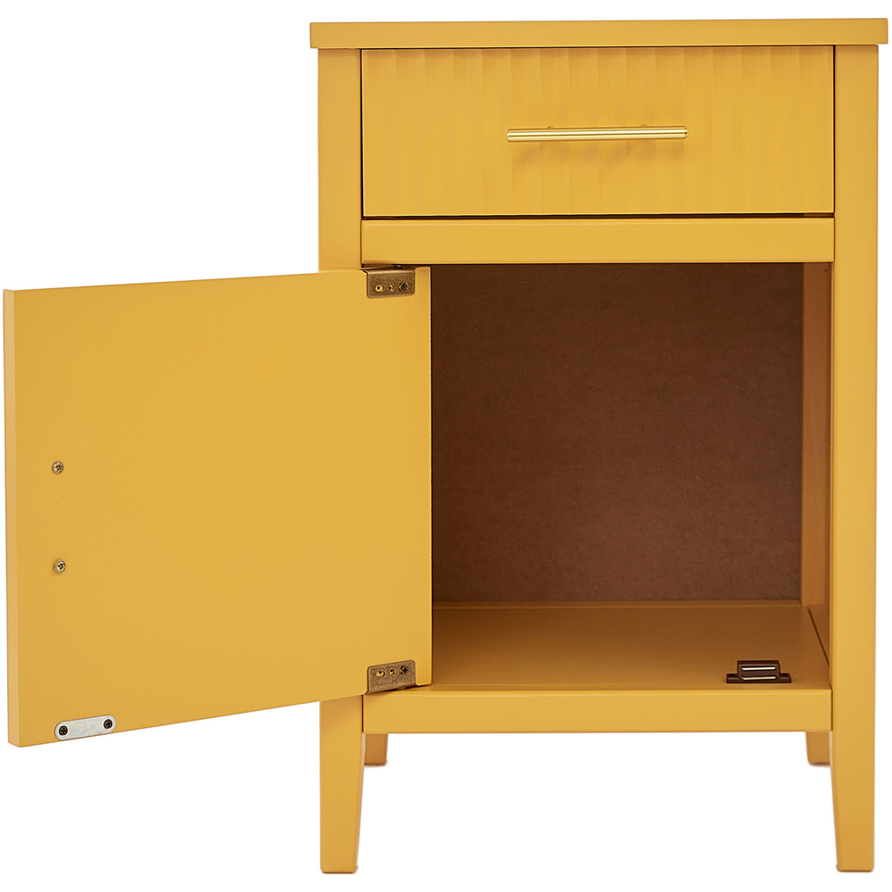 Monti Single Door Single Drawer Mustard Bedside Table Image 6