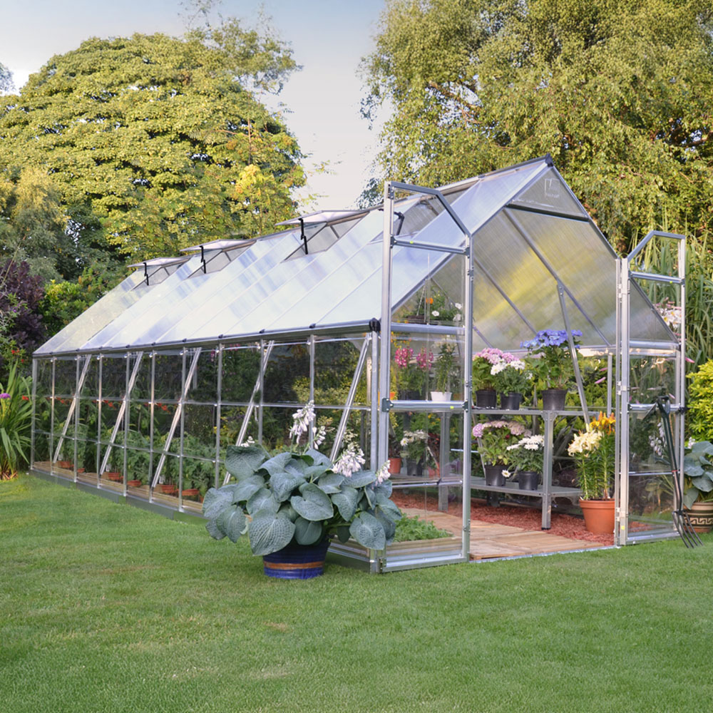 Palram Canopia Balance Silver Aluminium Polycarbonate 8 x 20ft Extended Greenhouse Image 2