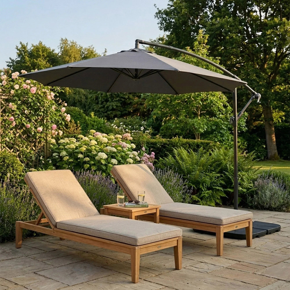 MonsterShop Grey Cantilever Parasol with Square Base 3m Image 2