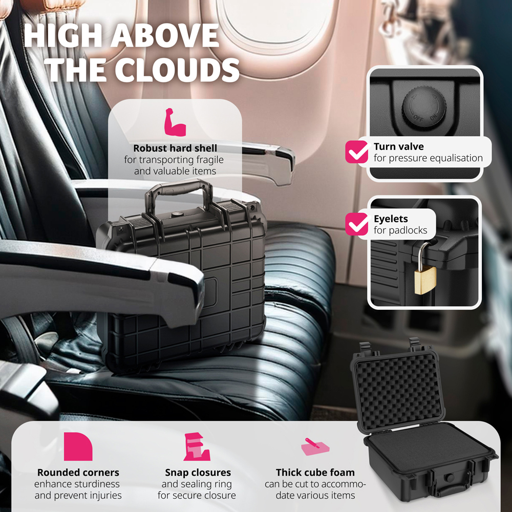 Tectake Medium Black Hard Shell Waterproof Camera Case Image 5