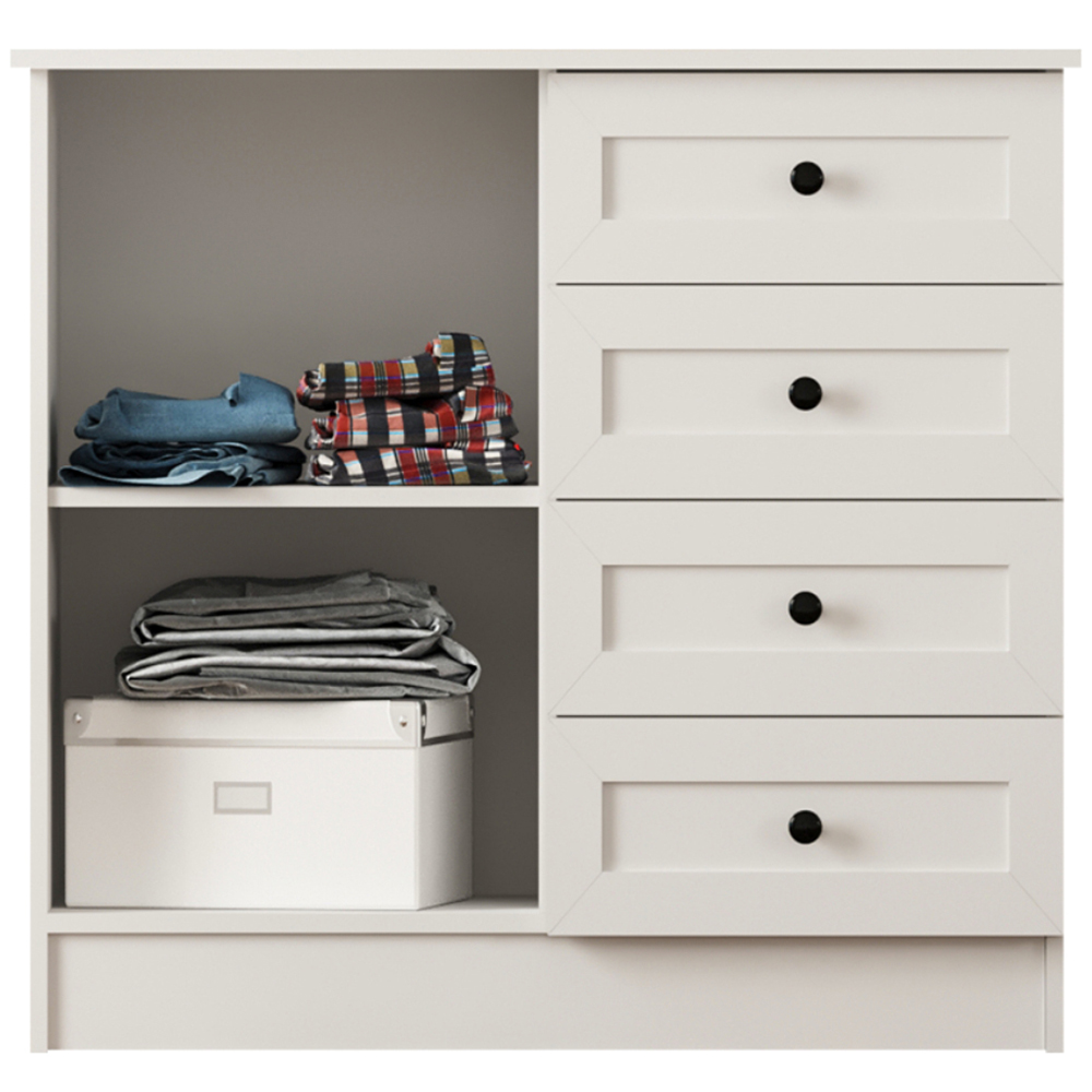 Evu VENICE Single Door 4 Drawer Soft White Sideboard Image 3