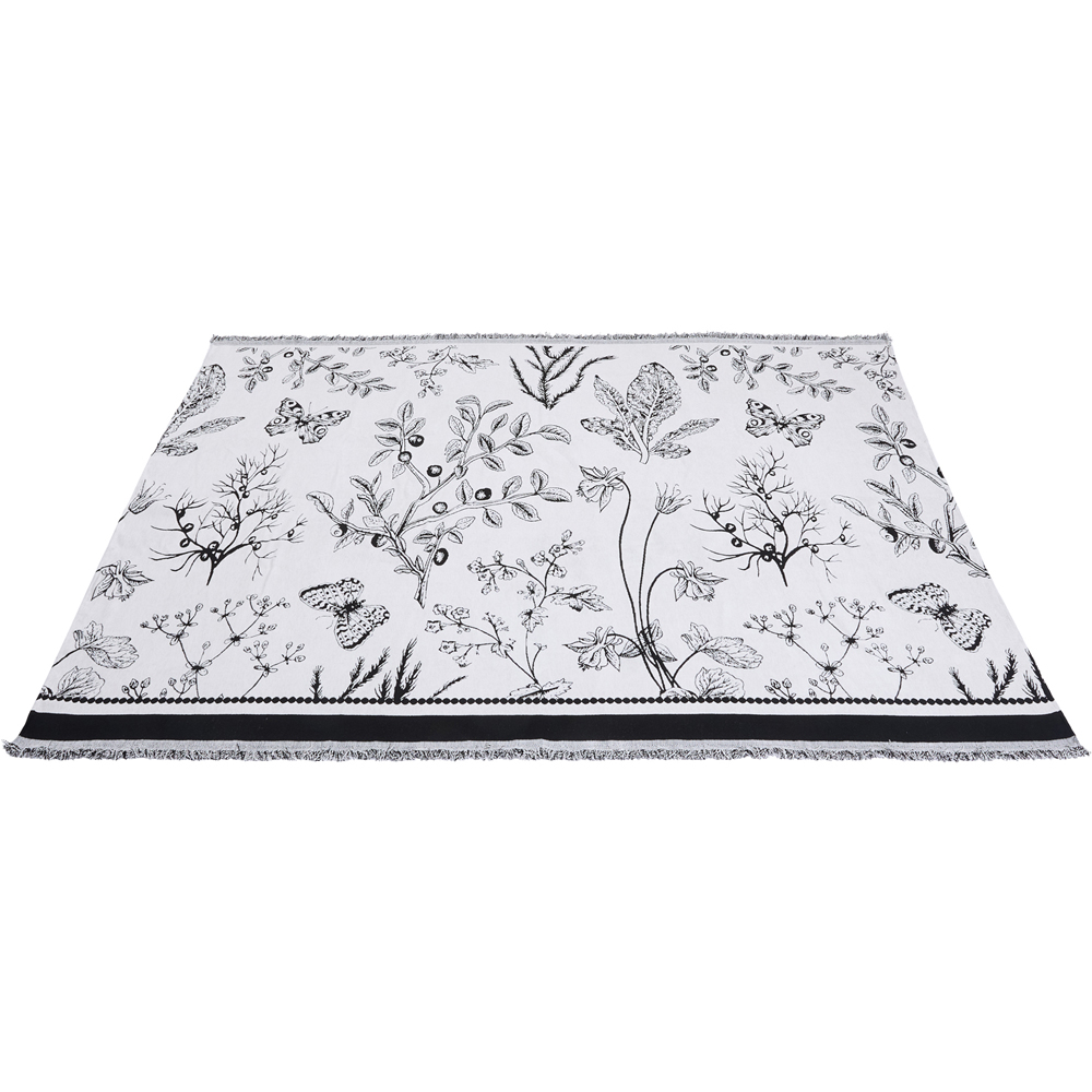 Living and Home 2 Seater White and Black Butterfly Chenille Sofa Cover Image 3