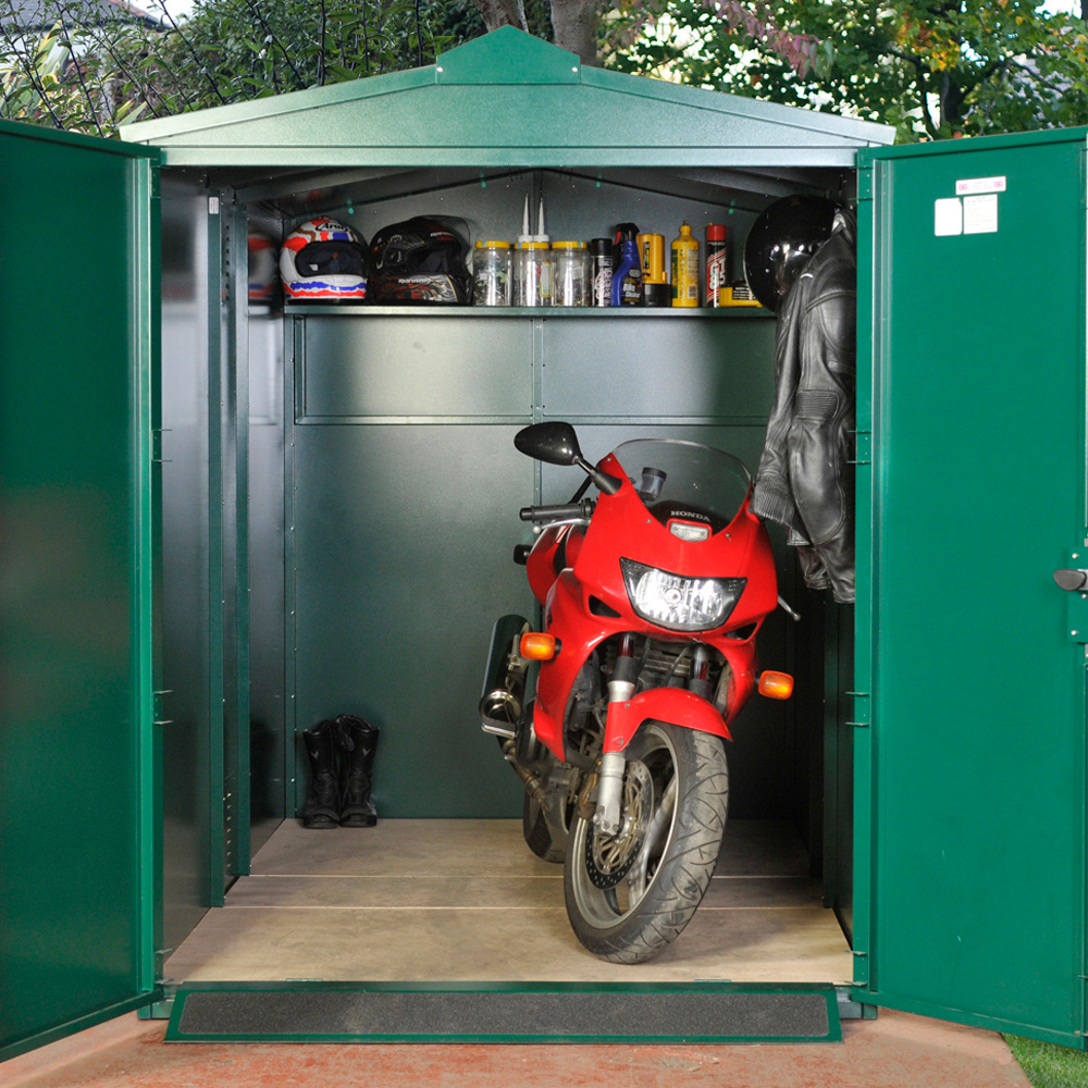 Asgard Centurion 5x 9ft Double Door Grey High Security Apex Motorcycle Garage Image 2