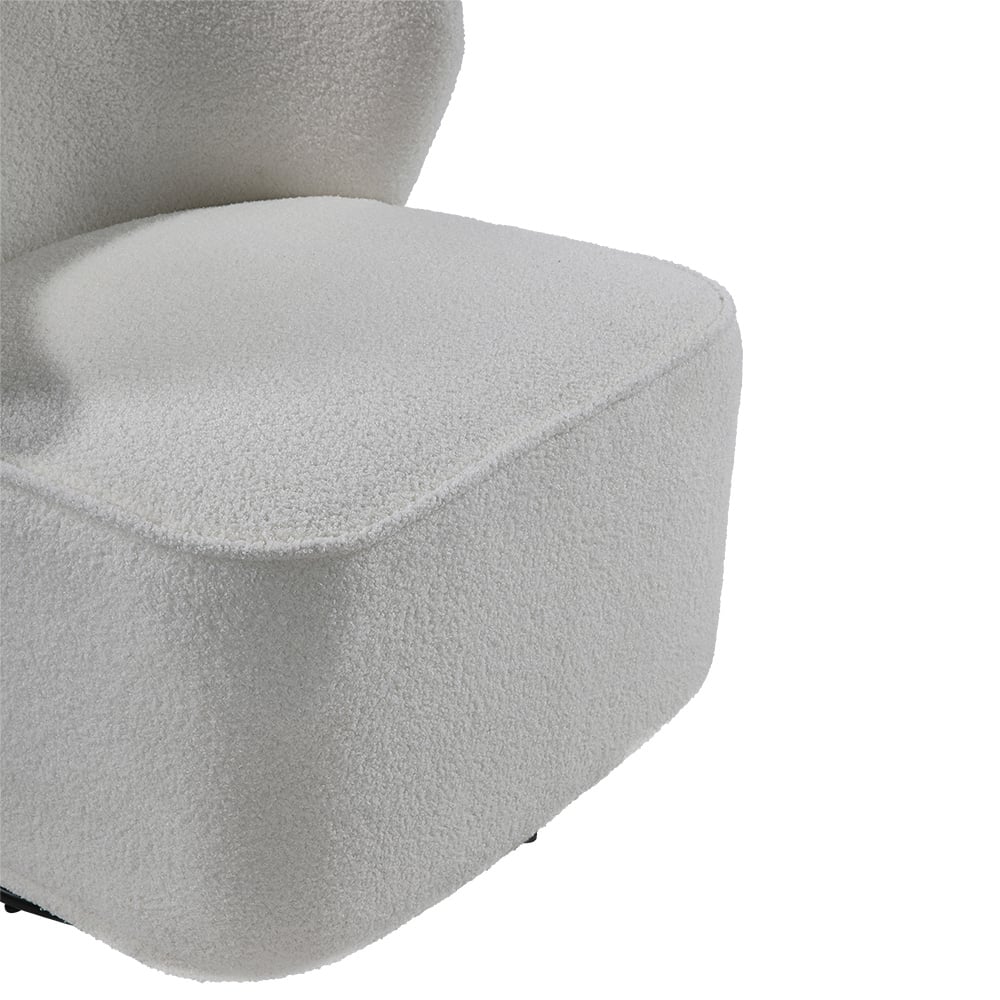 Living and Home White Chic Sherpa Upholstered Swivel Chair Image 4