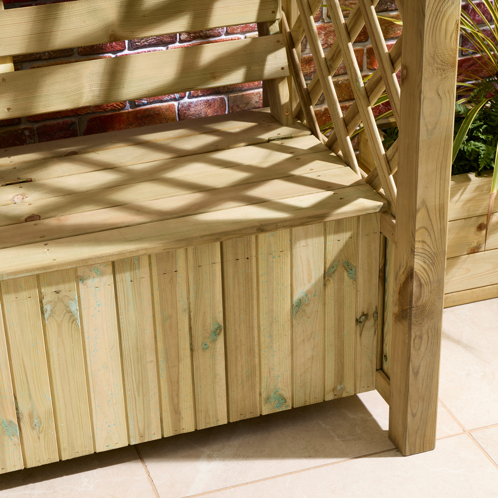 Rowlinson Chiltern 2 Seater 6.4 x 4.3 x 2.6ft Natural Wooden Arbour with Storage Box Image 6