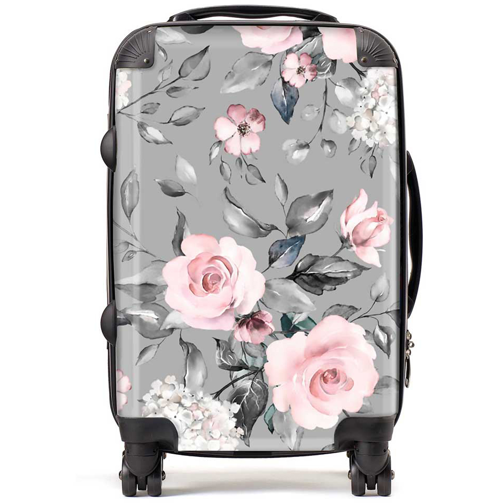 Warren Reed Designer Cabin Dusty Pink Roses Suitcase Image 1