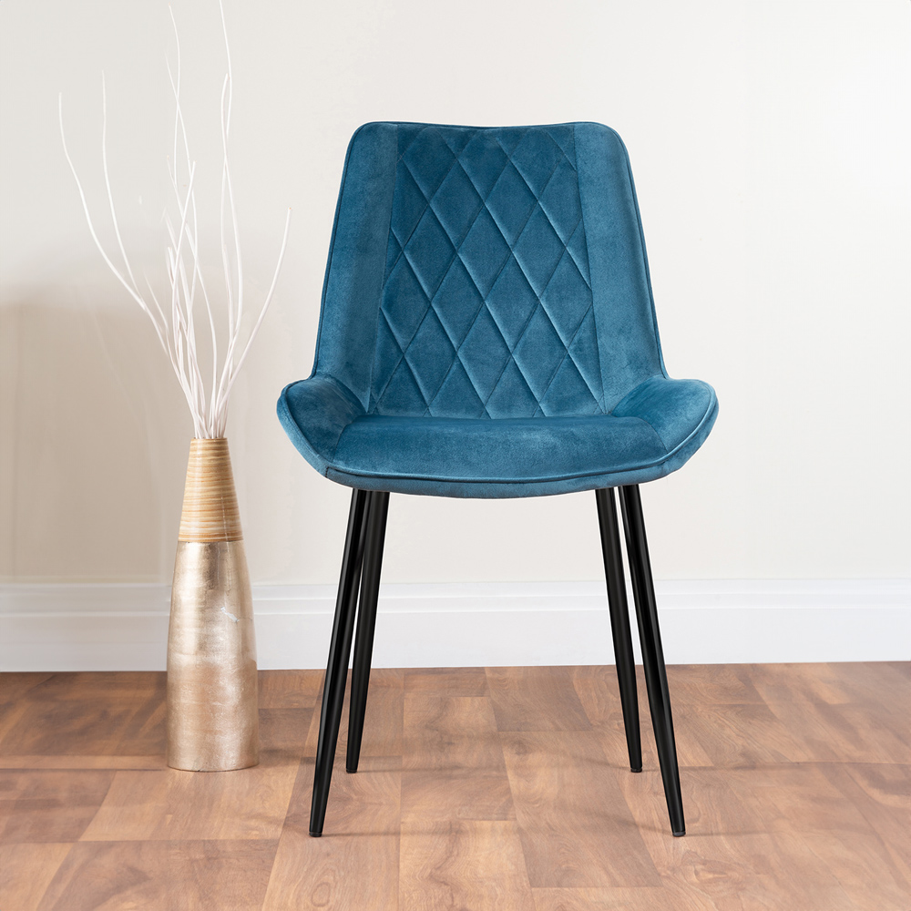 Furniturebox Copeland Cesano Marble Effect 2 Seater Dining Set White Blue and Black Image 4