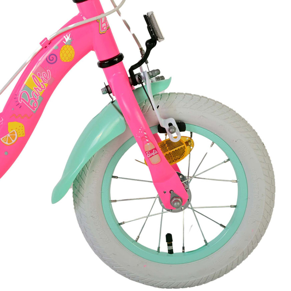 Volare Barbie Kids 12 inch Pink Bike with Stabilisers and Basket Image 8