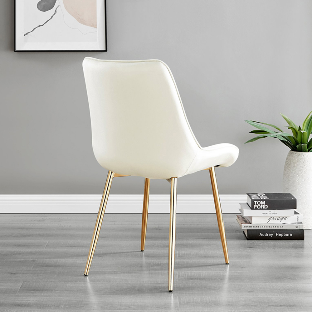 Furniturebox Molini Cesano 6 Seater Dining Set White Gloss Cream and Gold Image 4