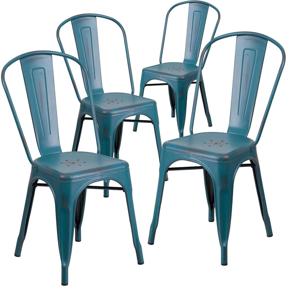 FWStyle Set of 4 Kelly Blue Assembled Steel Chairs Image 2