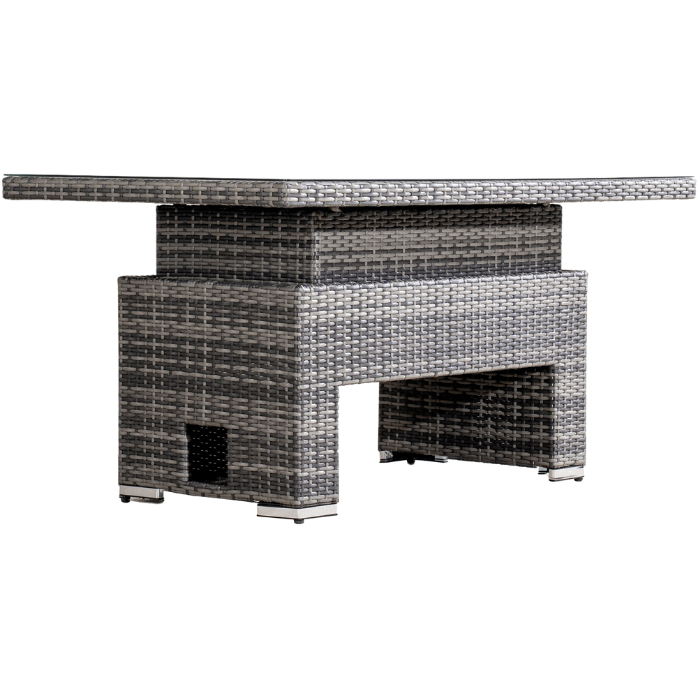 Direct Wicker Grey Rattan Tempered Glass Top Rising Garden Table Image 2
