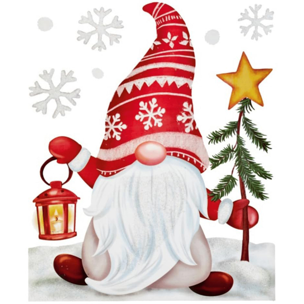 Samuel Alexander Christmas Gonk in Snow Scene Window Decal with Glitter 35cm Image