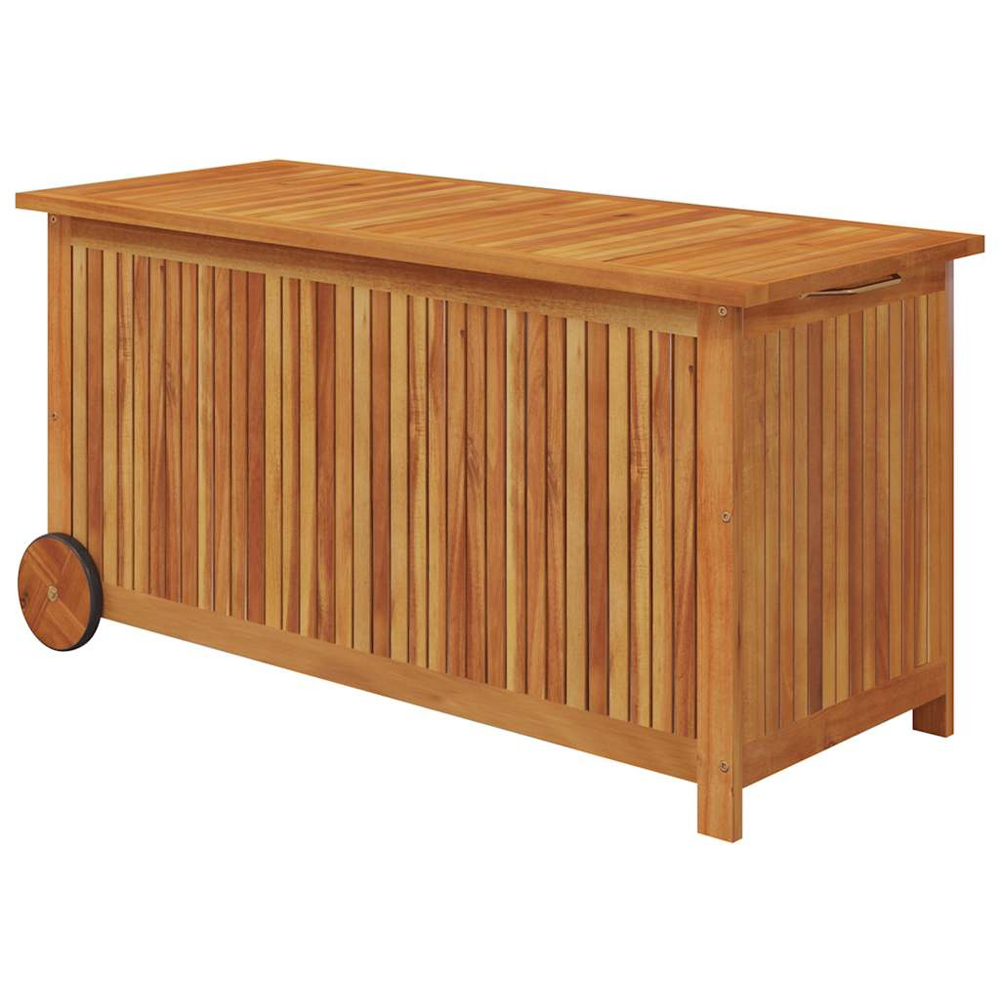 Walplus Solid Wood Acacia Garden Storage Box with Wheels 58 x 113 x 50cm Image 1