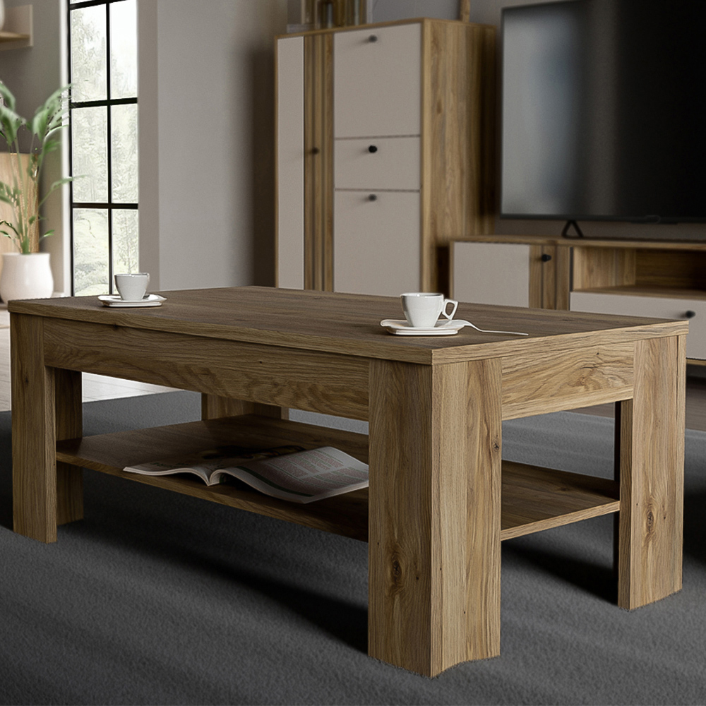 Florence Grafton Single Shelf Oak Coffee Table Image 1