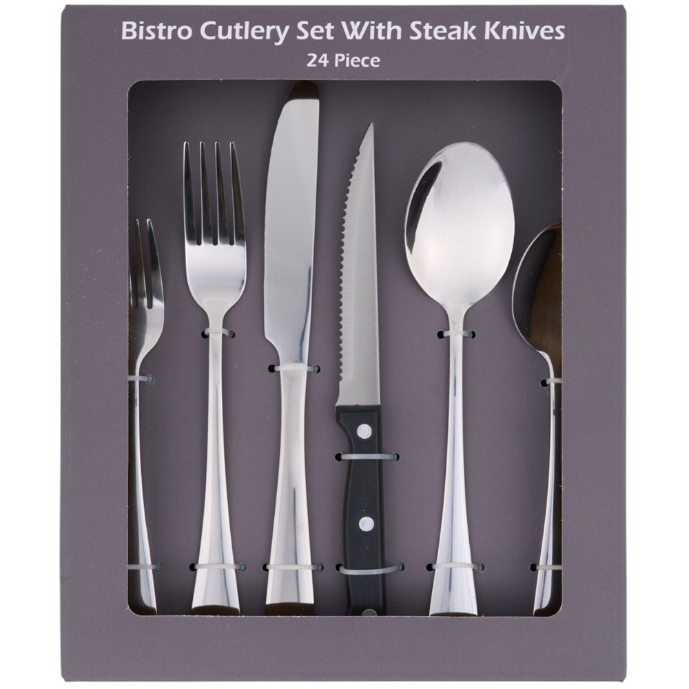 Bistro 24 Piece Cutlery Set Silver Image 1