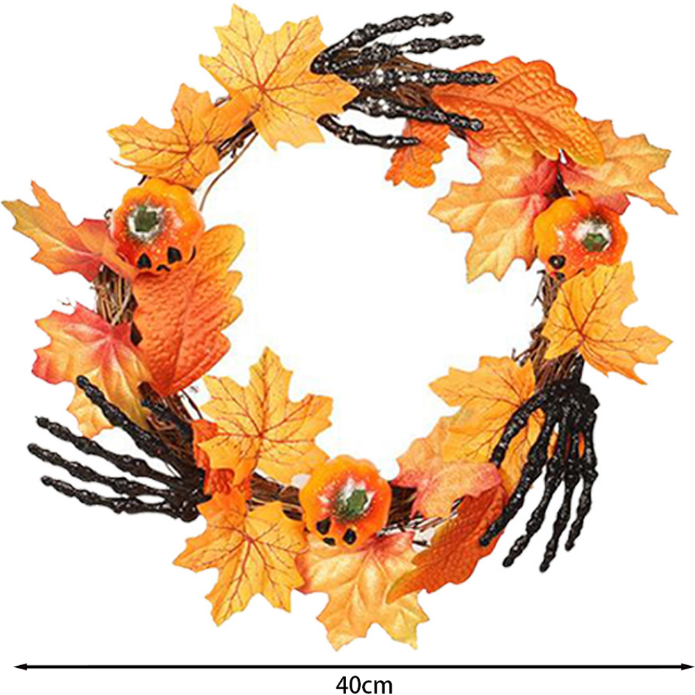 Living and Home Halloween Hand and Pumpkin Wreath 40cm Image 4