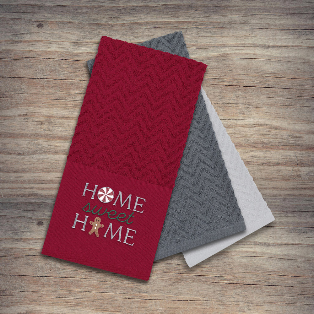 Noel Square Home Sweet Home Red Tea Towel 3 Pack Image 2