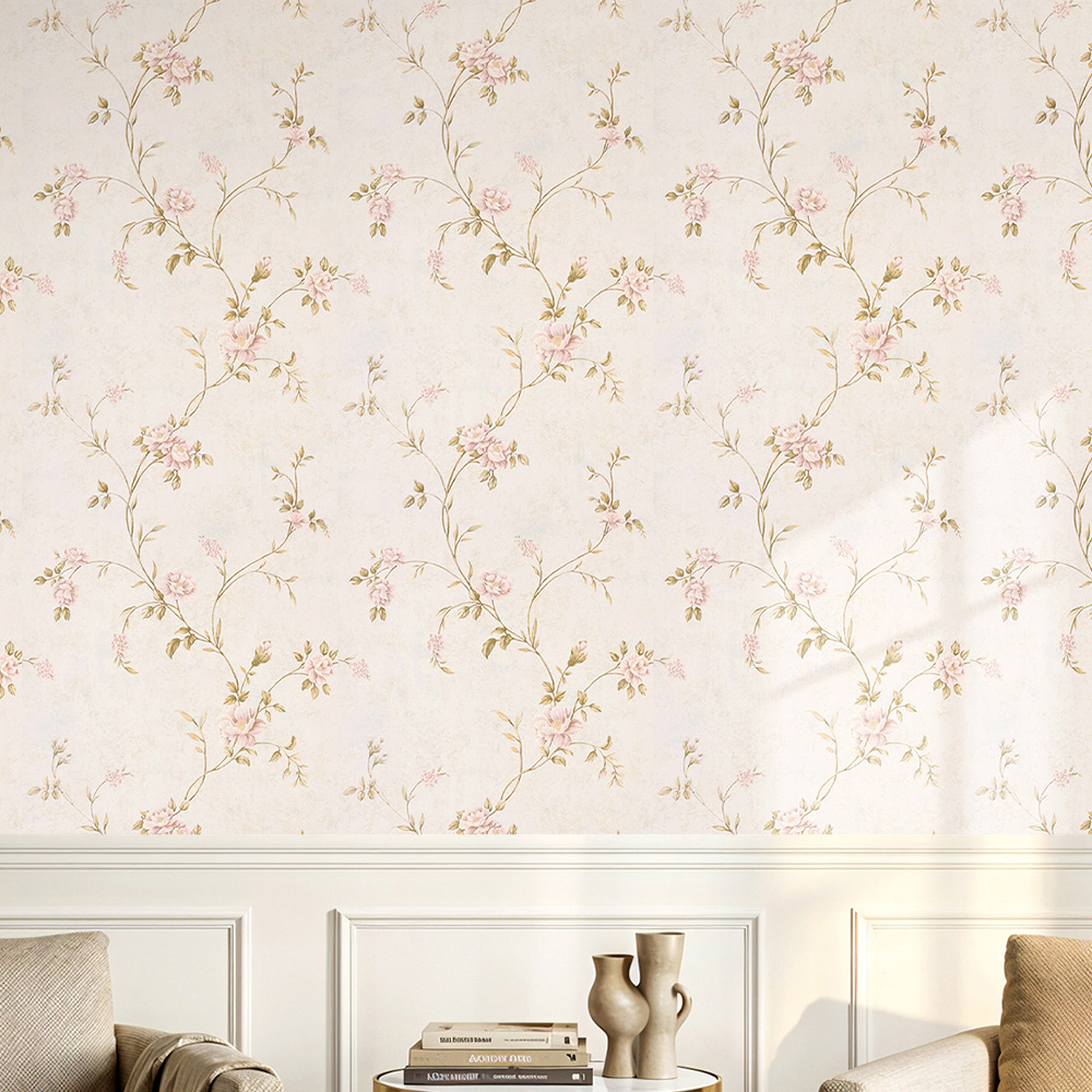 Living and Home Vintage Light Beige 3D Embossed Non-Woven Wallpaper Roll 950 x 53cm Image 7