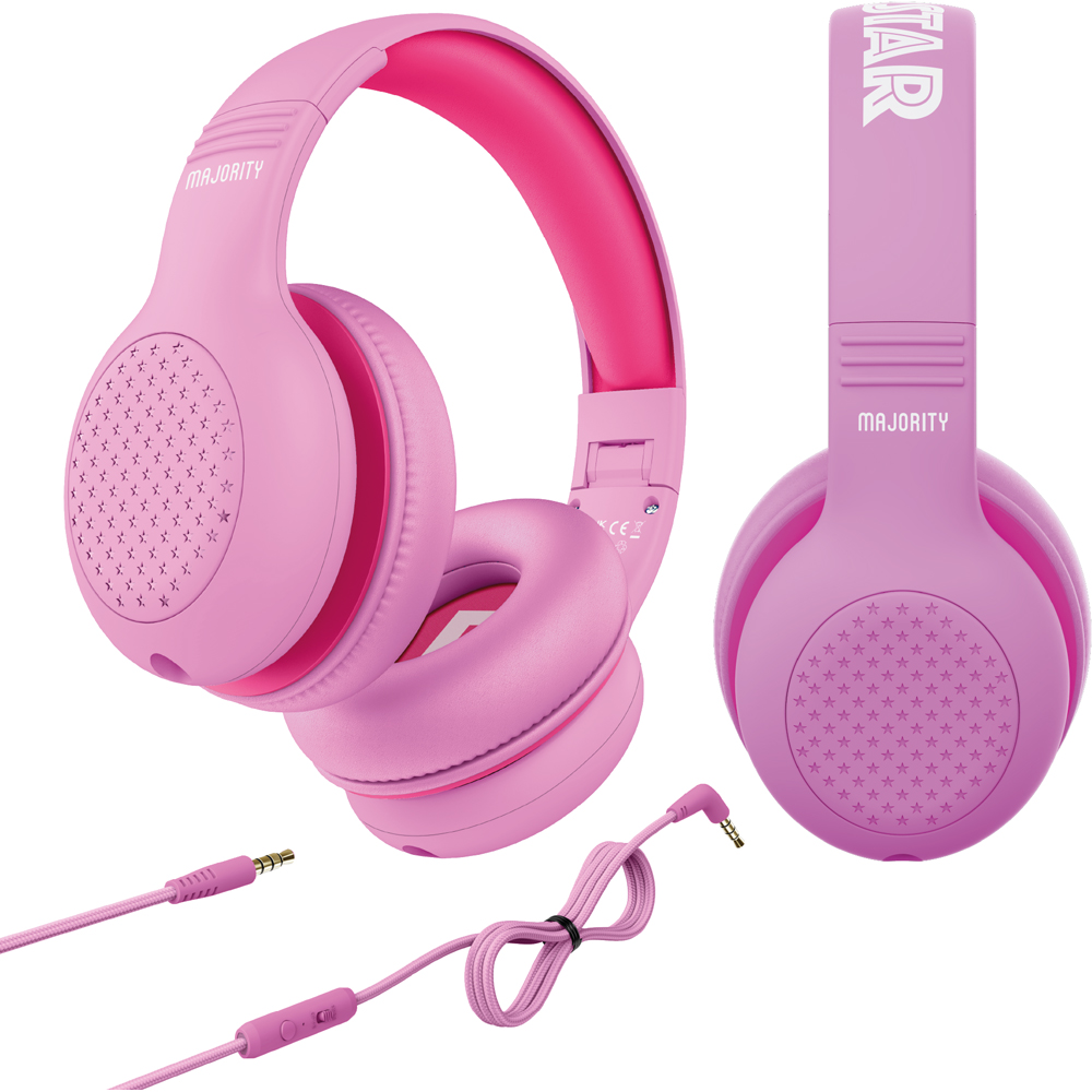 Majority Superstar Kids Pink Foldable Wired Headphones with Sound Limiter Image 2
