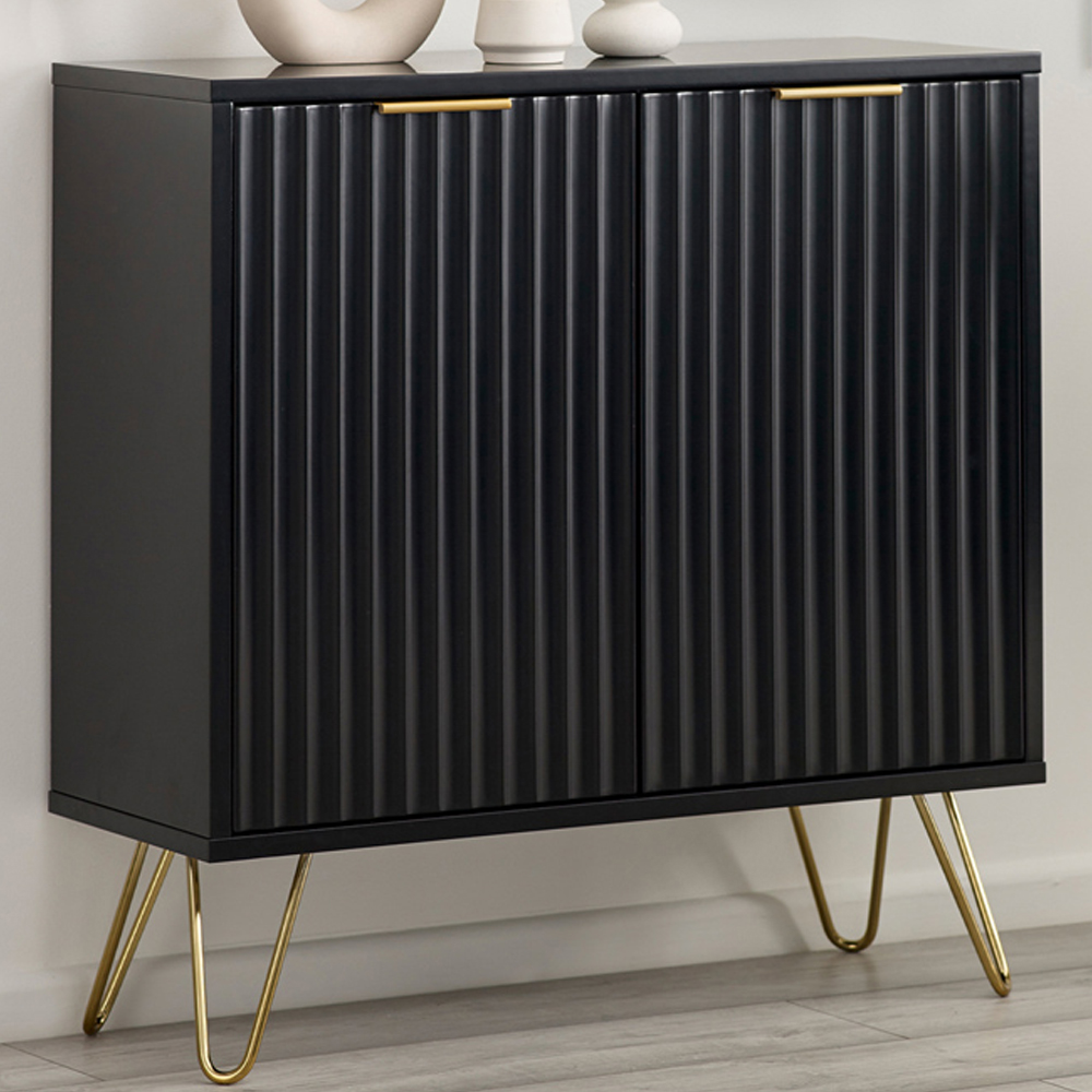 Julian Bowen Murano 2 Door Matt Black Compact Sideboard Image 1