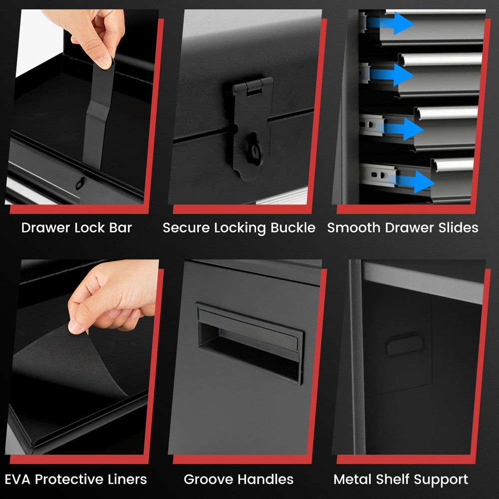 Costway 5 Drawer Black High Capacity Tool Storage Cabinet Image 7