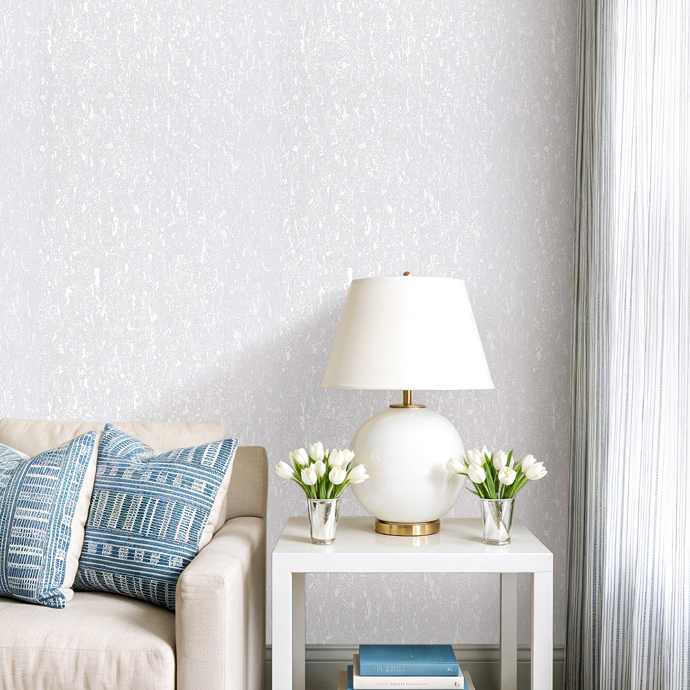 Living and Home Stone-Inspired Rectangle 3D Embossed White Non-Pasted Wallpaper Image 7