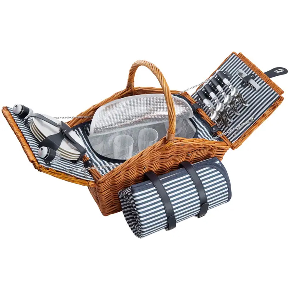 tectake Usedom 4 Person Picnic Basket with Cooler Compartment and Accessories Image 1