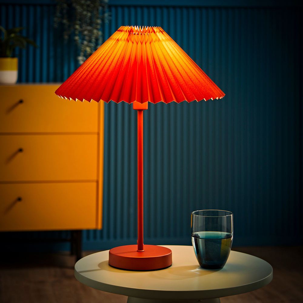 ValueLights Akira Burnt Orange Pleated Shade LED Table Lamp Image 6