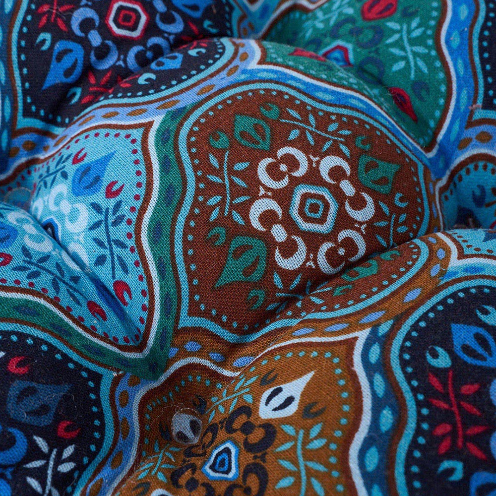 Living and Home Blue Turkish Style Square Seat Cushion with Pom Pom Trim 40 x 40cm Image 4