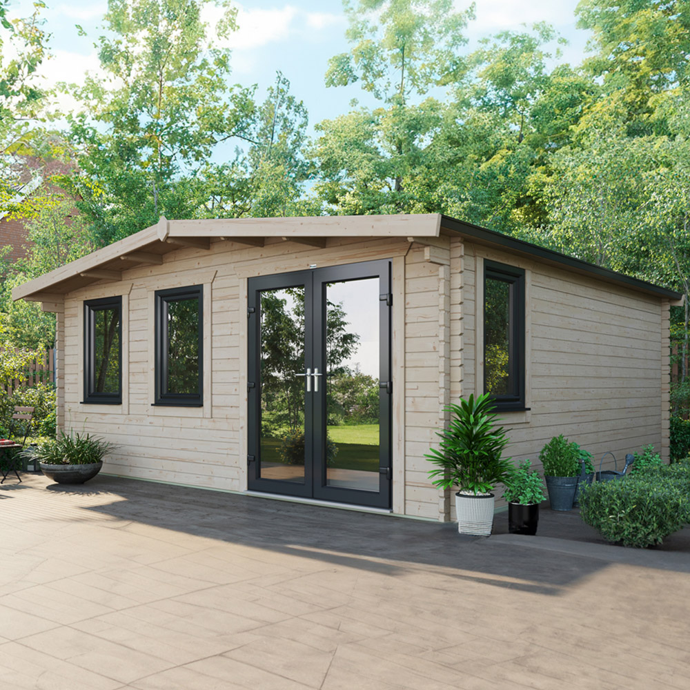 Power Sheds 18 x 18ft Right Double Door Chalet Log Cabin Image 2