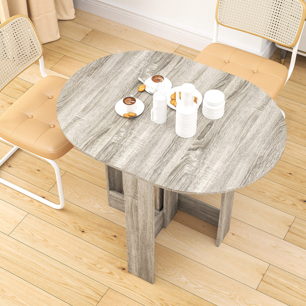 HOMCOM 2 Seater Grey Drop Leaf Dining Table Image 4