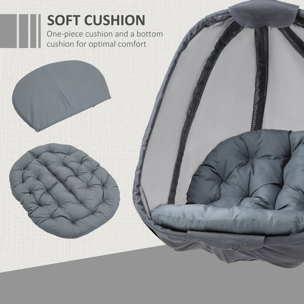 Outsunny Grey Hanging Egg Chair with Cushions Image 5