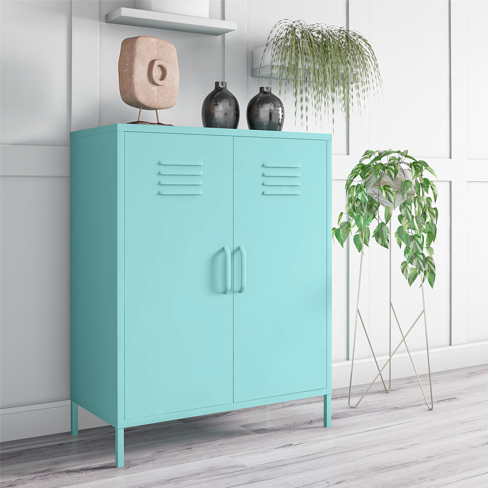 Novogratz Cache 2 Door Mint Metal Locker Storage Cabinet Image 7