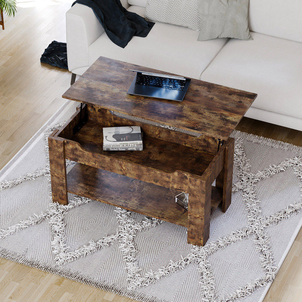 Vida Designs Dark Wood Lift Up Coffee Table Image 6