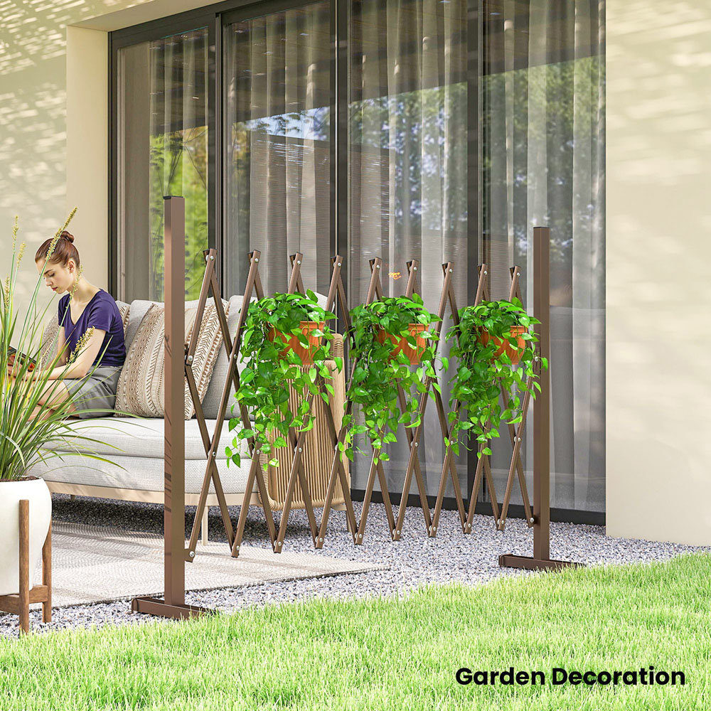 Outsunny 104 x 250cm Dark Brown Aluminium Alloy Movable Pet Safety Fence Image 4