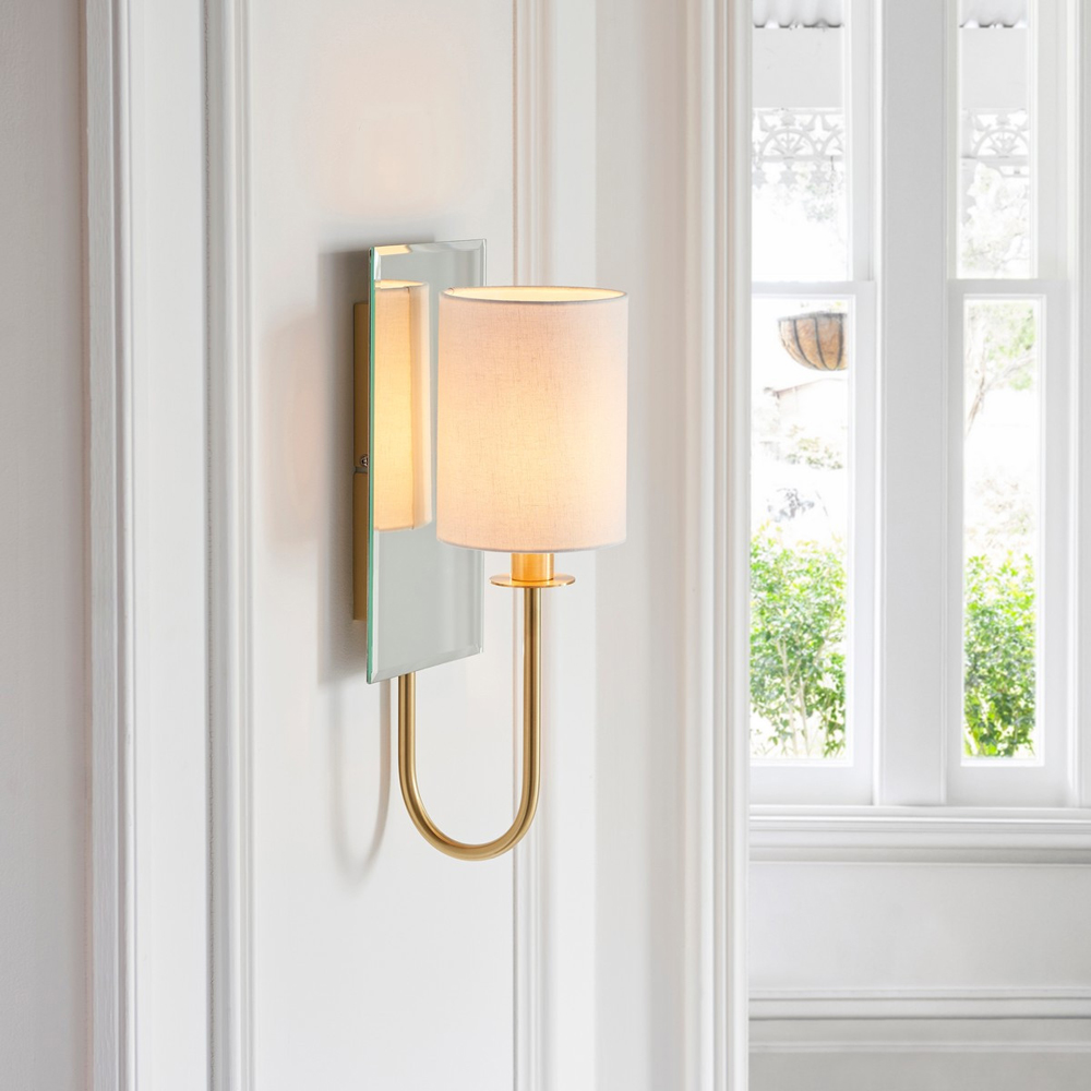 Merano Pisa Satin Brass and White Wall Lamp Image 8